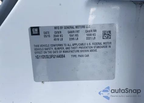 2015 Chevrolet Malibu 2Lt from USA, damaged, VIN 1G11D5SL5FU144084